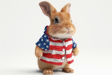 Fototapeta premium Rabbit wearing american outfit concept of american independence day
