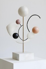 Fototapeta premium Abstract Sculpture with Geometric Shapes and Metal Wires