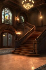 Fototapeta premium Grand Staircase in a Vintage Mansion