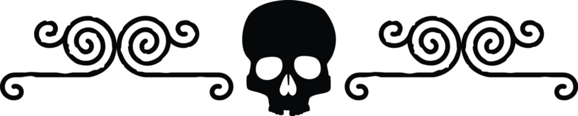 Seamless Celtic Spiral Line and Skull Border