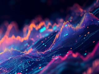 Abstract Digital Landscape with Colorful Data Peaks and Valleys