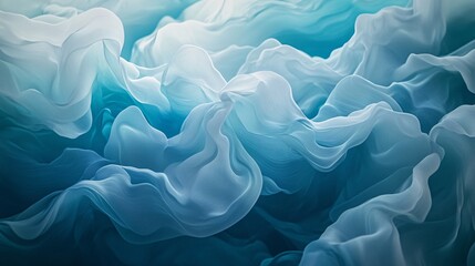 Obraz premium A calming and ethereal abstract background that mimics the appearance of flowing water. The design features smooth, undulating waves in varying shades of blue and turquoise, creating a sense of depth