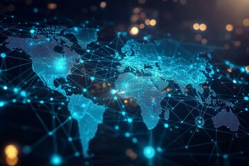Global Digital Business Network Connection Illustration created with Generative AI