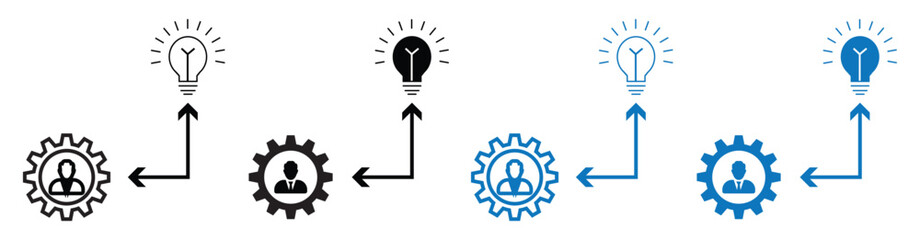 Initiative stroke and solid web icon set. Vector