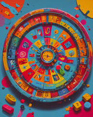 Roulette wheel on a blue background, 3d illustration, 3d rendering
