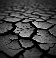 This close-up image depicts a dry, cracked surface, showcasing the stark beauty of arid earth and drought conditions.