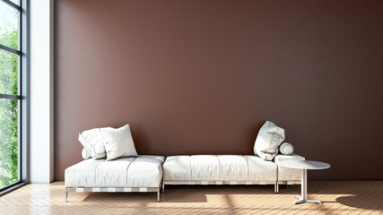 Large luxury modern bright interiors Living room mockup illustration 3D rendering image