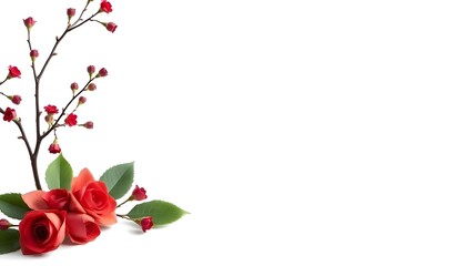 Elegant Greeting Card Mockup with Red Roses and Blossoms create with ai