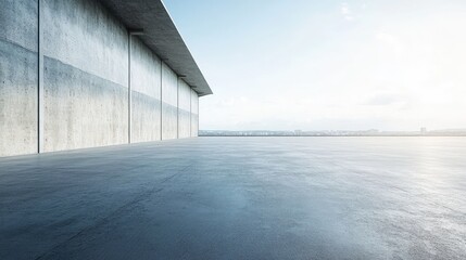 Obraz premium Large, open cement yard with clear skies, suitable for various activities like sports or events. An adaptable space.