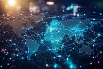 Obraz premium Global Digital Business Network Connection Illustration created with Generative AI