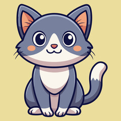 Cute Cat Sitting Cartoon Vector Icon Illustration.