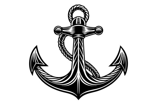 recommend clip art: Monochrome sea anchor icon isolated on white background