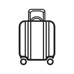 Luggage case black icon. Suitcase airport packing office bag design.