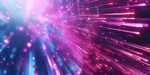 Obraz premium Futuristic Neon Tunnel with Vibrant Lights created by ai