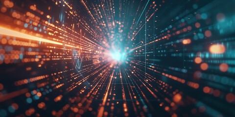 Futuristic Neon Tunnel with Vibrant Lights created by ai