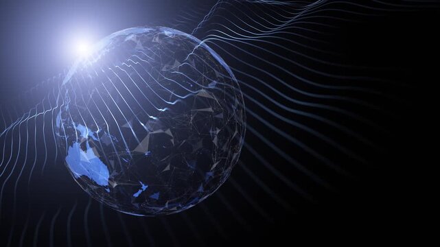 Seamless looping wavy lines with beam light background.