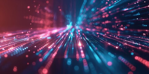 Futuristic Neon Tunnel with Vibrant Lights created by ai