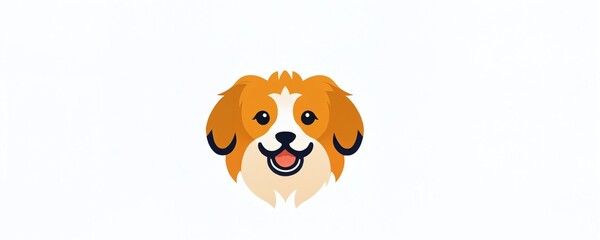 Cheerful dog with fluffy fur welcoming viewers in a minimalist style