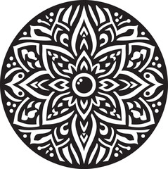 Mandala  Black and White Logo Vector – SVG Design.

This is a printable SVG design file. You can easily print on t-shirts, hoodies, mugs, bags, posters, walls, etc.
