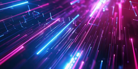 Obraz premium Futuristic Neon Tunnel with Vibrant Lights created by ai
