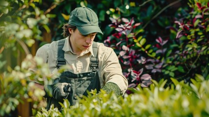 The Gardener Trimming Shrubs