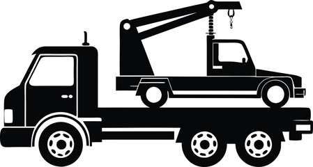 tow truck silhouette illustration black and white