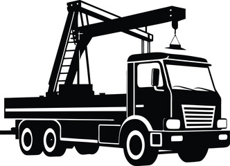 tow truck silhouette illustration black and white