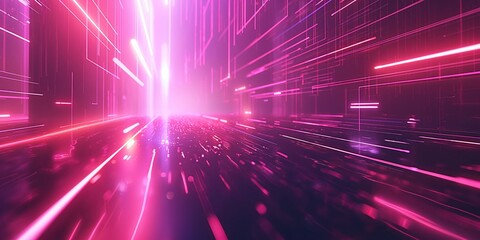 Fototapeta premium Futuristic Neon Tunnel with Vibrant Lights created by ai