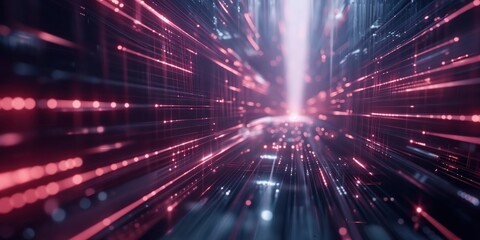 Futuristic Neon Tunnel with Vibrant Lights created by ai