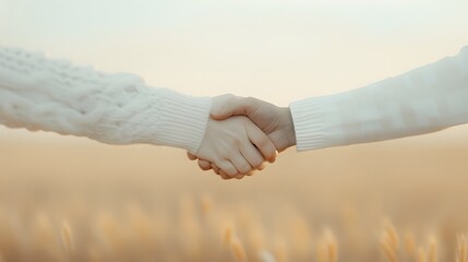 business people shaking hands in the field