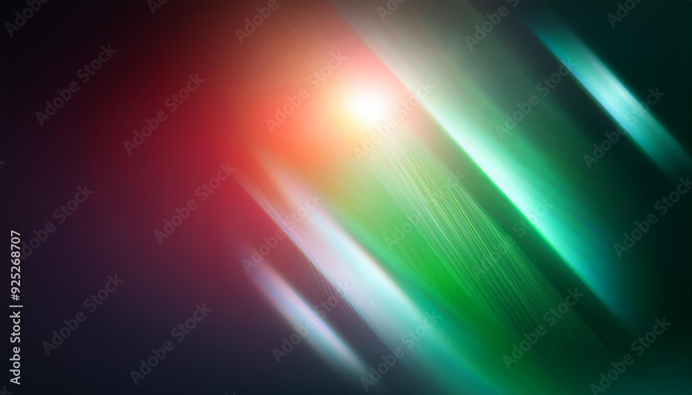 Poster Vibrant Streaks of Light. Abstract Gradient Rays in Red, Green, and White Converging in a Dynamic Motion on a Dark Background. Poster Banner Wallpaper With Copy Space