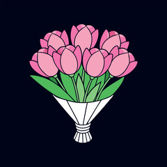 bouquet of pink tulips vector isolated illustration design