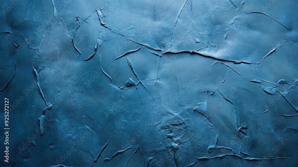 Poster A smooth, blue surface displays intricate patterns and textures, creating visual interest through its depth and variations in shading