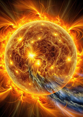 Obraz premium solar flares, magnetic storm, star, space, fire, flame, universe, Sun, science, astronomy, combustion, space object