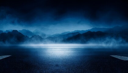 Fototapeta premium Abstract image of dark room concrete floor. Black room or stage background for product placement.Panoramic view of the abstract fog. White