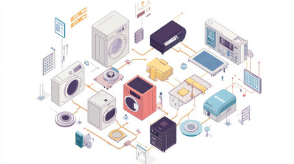Obraz premium Infographic illustrating the home appliance manufacturing process