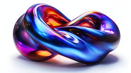 A colorful, abstract sculpture resembling an infinity loop with a glossy finish.