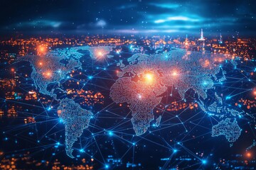 Global Digital Business Network Connection Illustration created with Generative AI