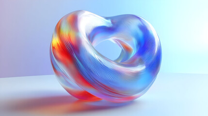 Obraz premium A colorful, abstract sculpture with fluid shapes and a glossy finish.