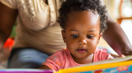 Cute Little Girl Reading a Book with Her Mother - Photo