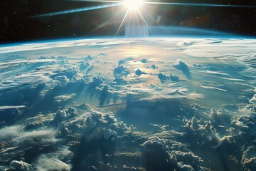 A view of the Earth from the space shuttle, showcasing the planets majestic beauty and vastness, Offering a glimpse into the beauty of outer space