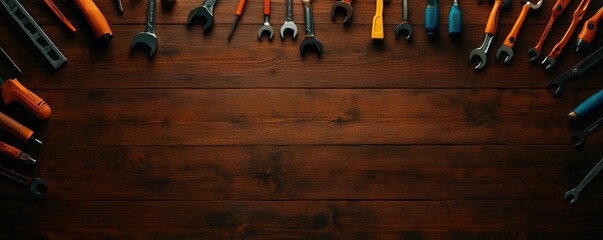 Obraz premium A collection of various hand tools arranged on a wooden surface, perfect for DIY projects and home improvement.