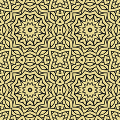 Seamless monochrome pattern with ethnic ornament. Vector illustration
