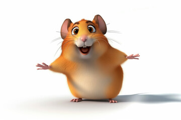 Fototapeta premium Funny cartoon hamster character on white background
