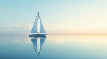 Obraz premium Minimalist sailboat on a calm background symbolizing journey and peace.
