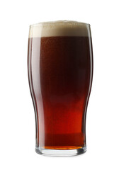 Glass of dark beer isolated on white