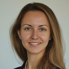 Naklejka premium Professionelles Porträt einer jungen Frau mit natürlichem Look. Perfekt für LinkedIn, Facebook oder andere soziale Medien