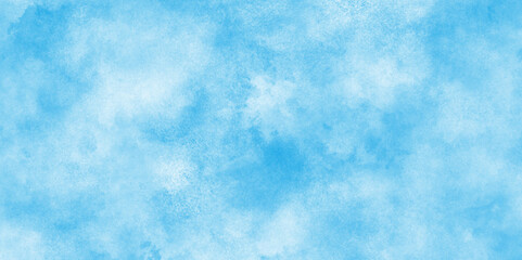 cloudy and stained Sky blue shades watercolor background, Abstract hand paint random staind blue sky, The summer is colorful clearing day Good weather with natural clouds.