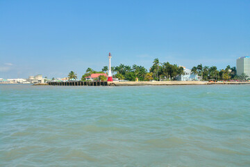View of Belize city from the Caribbean sea
