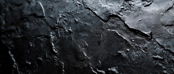 Deep black metal texture with subtle reflective sheen and rugged surface patterns for a striking and powerful visual impact